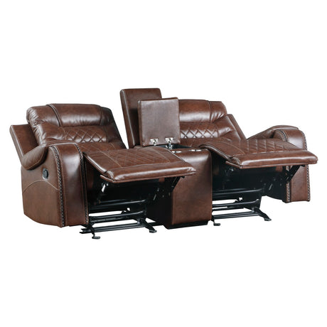 Putnam Brown Reclining Loveseat With Console from Homelegance - Luna Furniture