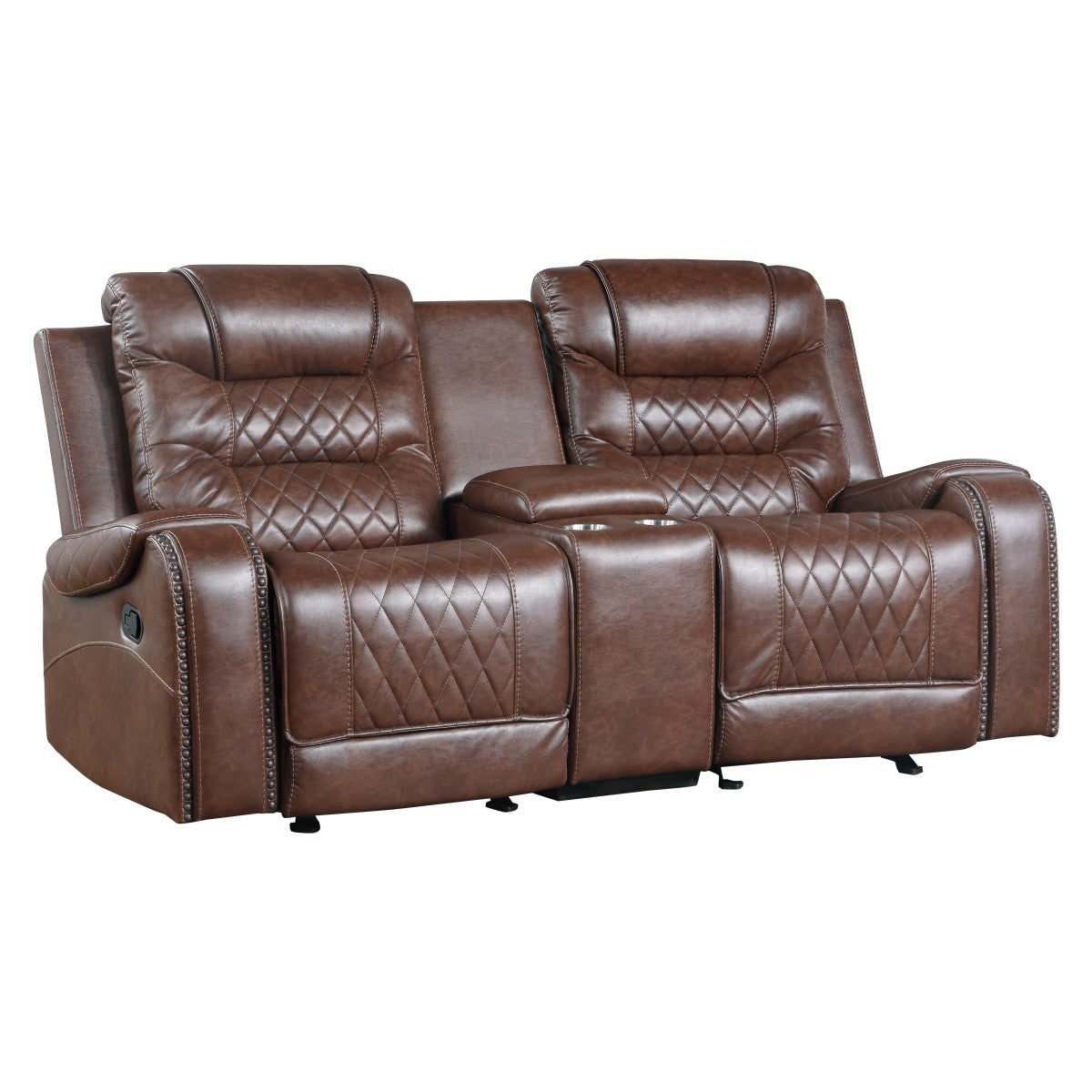 Putnam Brown Reclining Loveseat With Console from Homelegance - Luna Furniture
