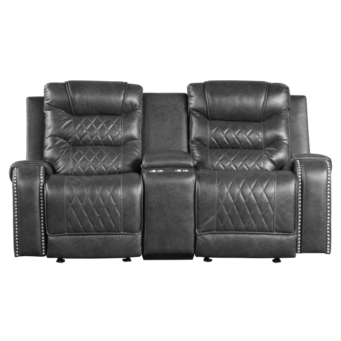 Putnam Gray Reclining Loveseat With Console from Homelegance - Luna Furniture