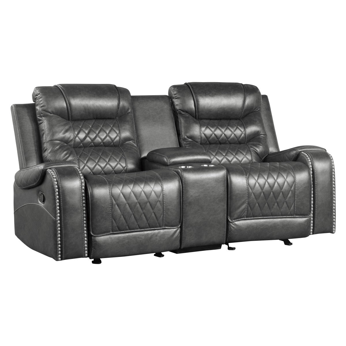 Putnam Gray Reclining Loveseat With Console from Homelegance - Luna Furniture