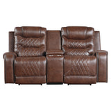 Putnam Brown Power Double Reclining Loveseat from Homelegance - Luna Furniture