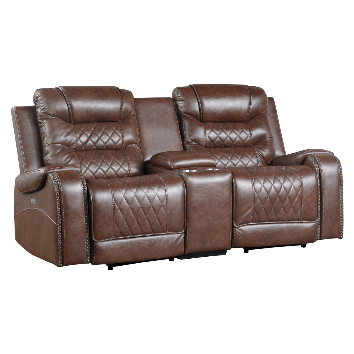 Putnam Brown Power Double Reclining Loveseat from Homelegance - Luna Furniture