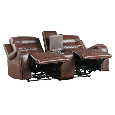 Putnam Brown Power Double Reclining Loveseat from Homelegance - Luna Furniture