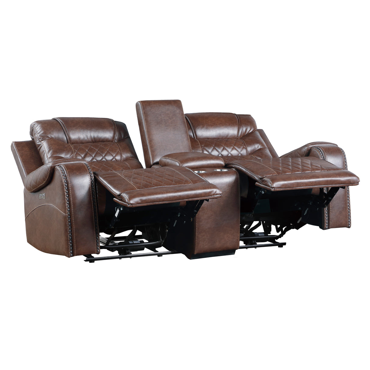 Putnam Brown Power Double Reclining Loveseat from Homelegance - Luna Furniture