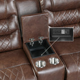 Putnam Brown Power Double Reclining Loveseat from Homelegance - Luna Furniture