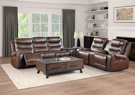 Putnam Brown Power Double Reclining Loveseat from Homelegance - Luna Furniture