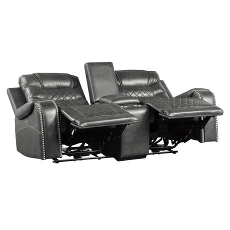 Putnam Gray Power Double Reclining Loveseat from Homelegance - Luna Furniture