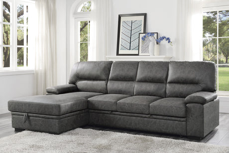 9407DG*2LC3R (2)2-Piece Sectional with Pull-out Bed and Left Chaise with Hidden Storage - Luna Furniture