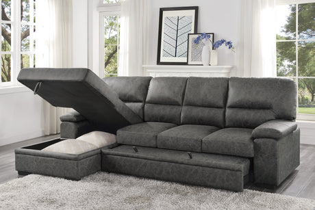9407DG*2LC3R (2)2-Piece Sectional with Pull-out Bed and Left Chaise with Hidden Storage - Luna Furniture