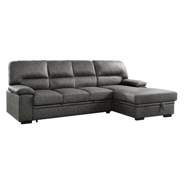 9407DG*2RC3L (2)2-Piece Sectional with Pull-out Bed and Right Chaise with Hidden Storage - Luna Furniture