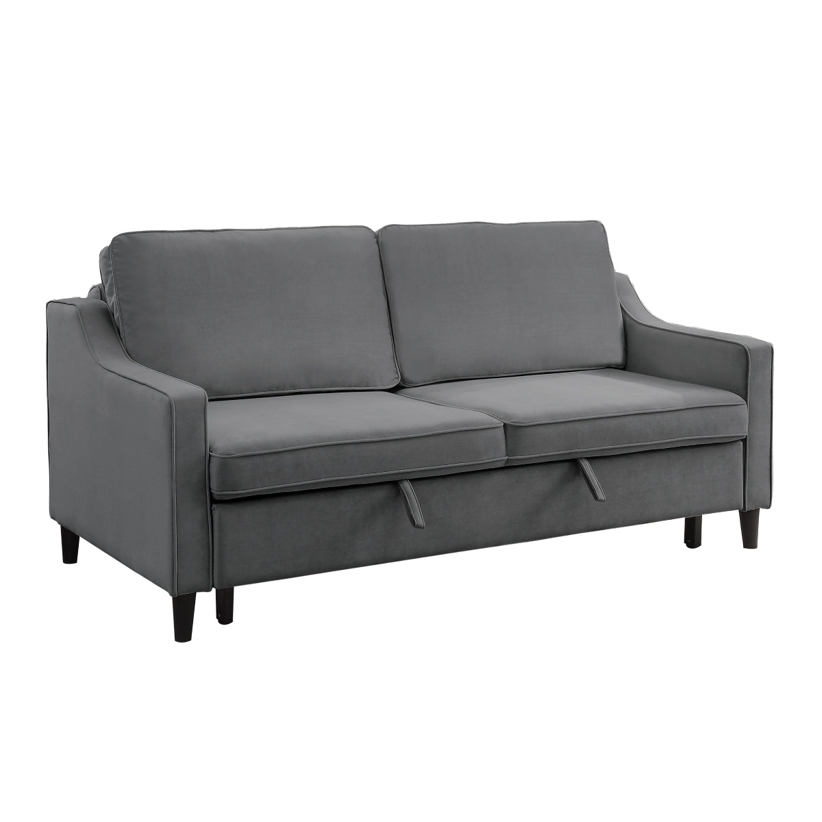 Adelia Dark Gray Velvet Convertible Studio Sofa with Pull-out Bed