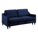 Adelia Navy  Velvet Convertible Studio Sofa with Pull-out Bed