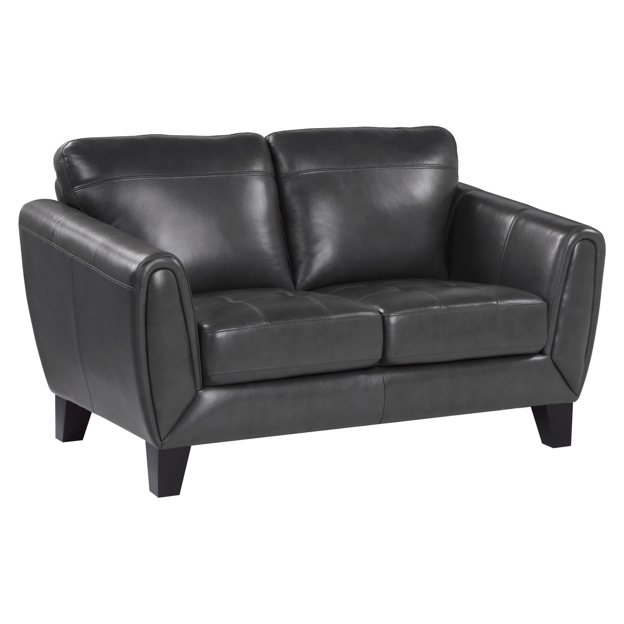 Spivey Dark Gray Leather Loveseat from Homelegance - Luna Furniture