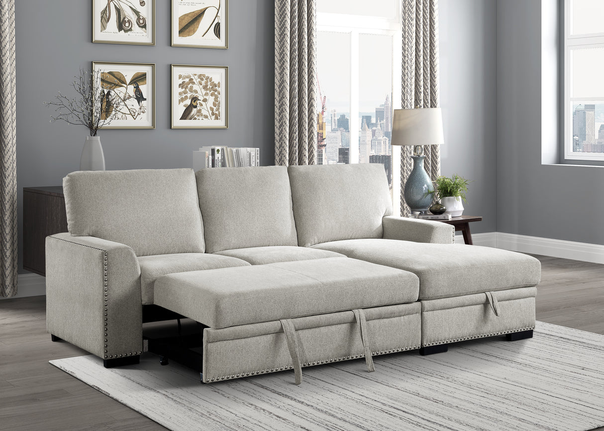 Morelia Beige RAF Storage Sleeper Sofa Chaise from Homelegance - Luna Furniture