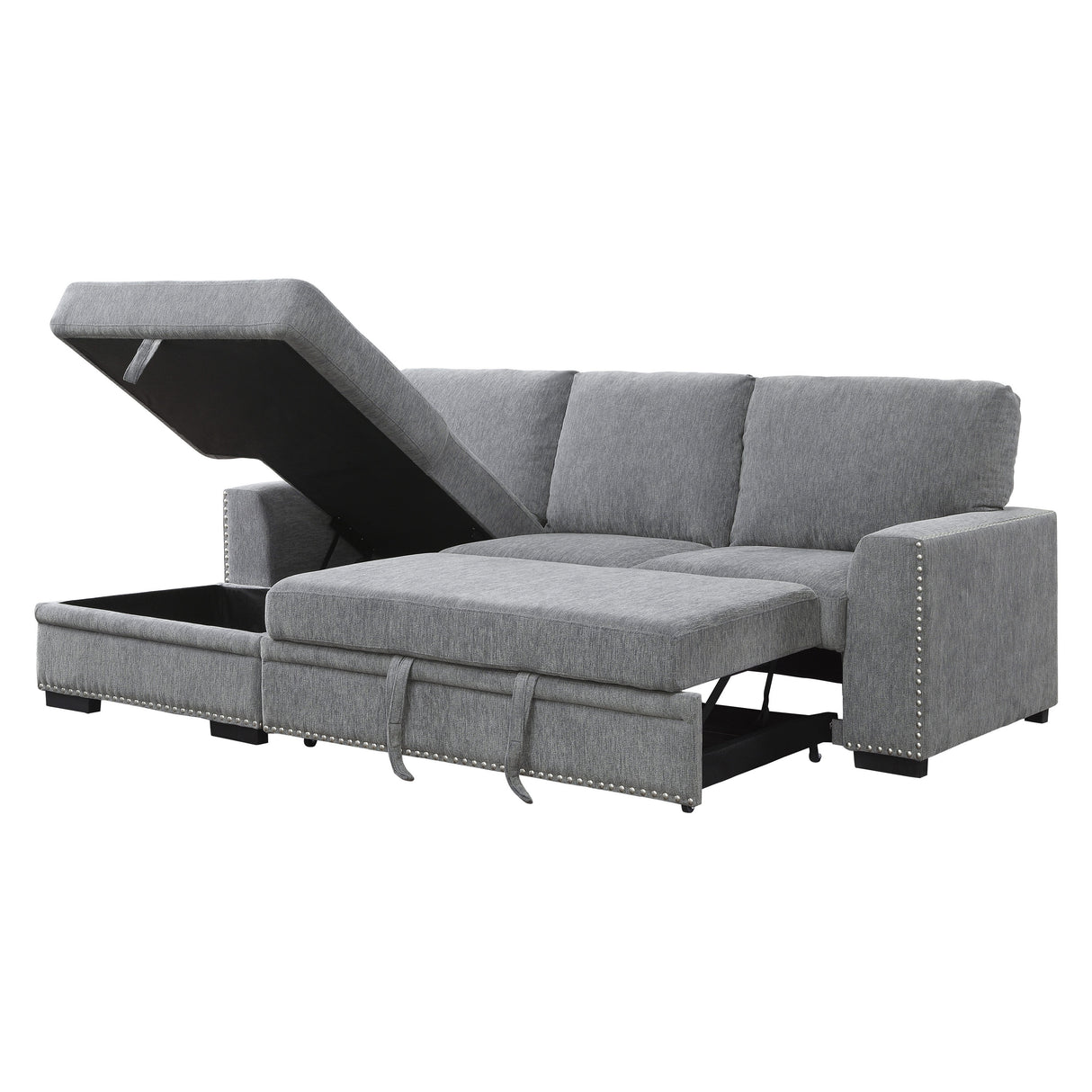 Morelia Gray LAF Storage Sleeper Sofa Chaise from Homelegance - Luna Furniture
