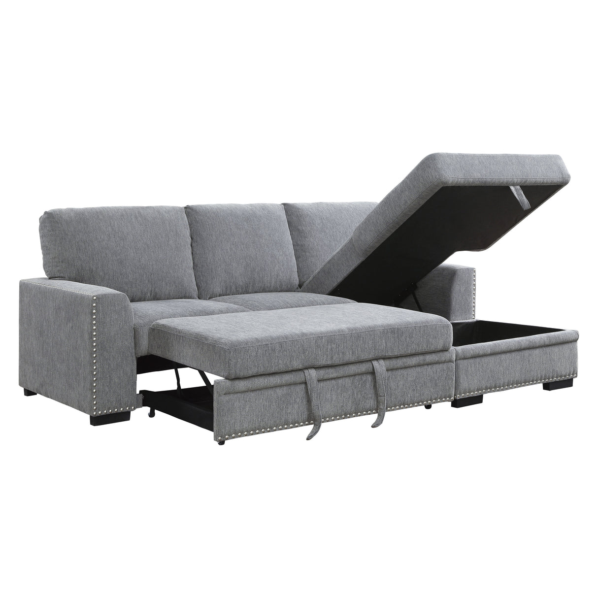 Morelia Gray RAF Storage Sleeper Sofa Chaise from Homelegance - Luna Furniture