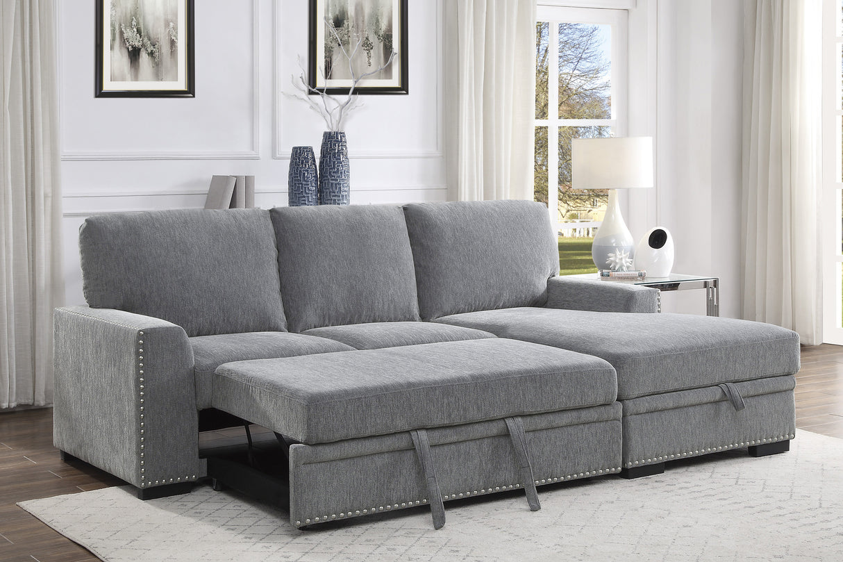 Morelia Gray RAF Storage Sleeper Sofa Chaise from Homelegance - Luna Furniture