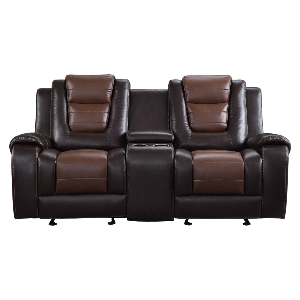 Briscoe Brown Double Glider Reclining Loveseat with Center Console from Homelegance - Luna Furniture