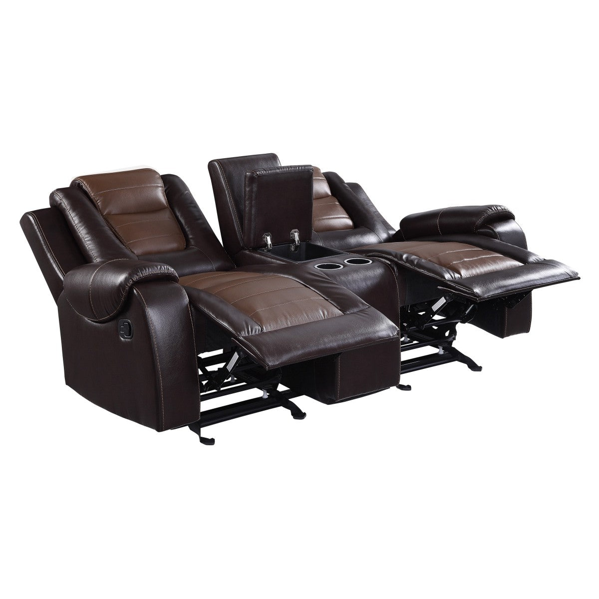 Briscoe Brown Double Glider Reclining Loveseat with Center Console from Homelegance - Luna Furniture