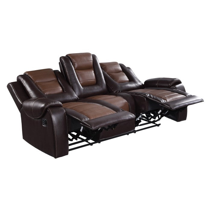 Briscoe Brown Double Reclining Sofa with Drop-Down Cup Holders from Homelegance - Luna Furniture