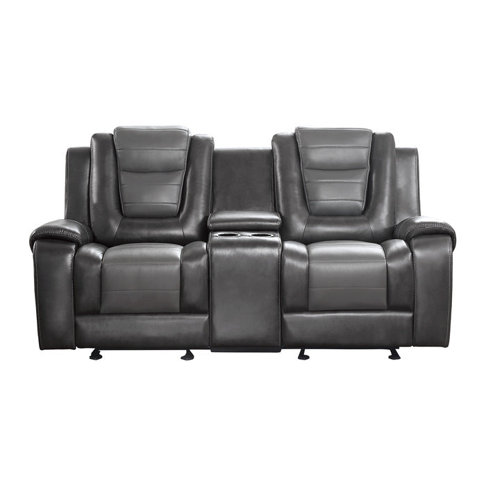 Briscoe Gray Reclining Loveseat With Console from Homelegance - Luna Furniture
