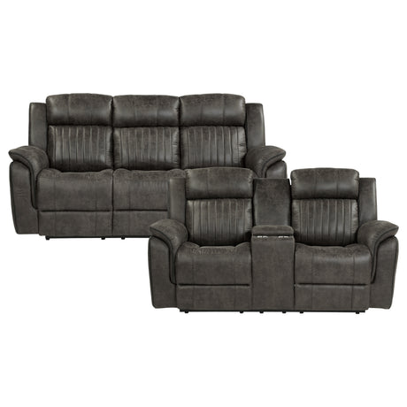 Centeroak Brownish Gray 2-Piece Double Reclining Set from Homelegance - Luna Furniture