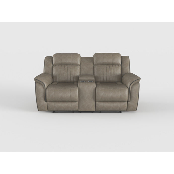Centeroak Brownish Gray Double Reclining Loveseat with Center Console from Homelegance - Luna Furniture