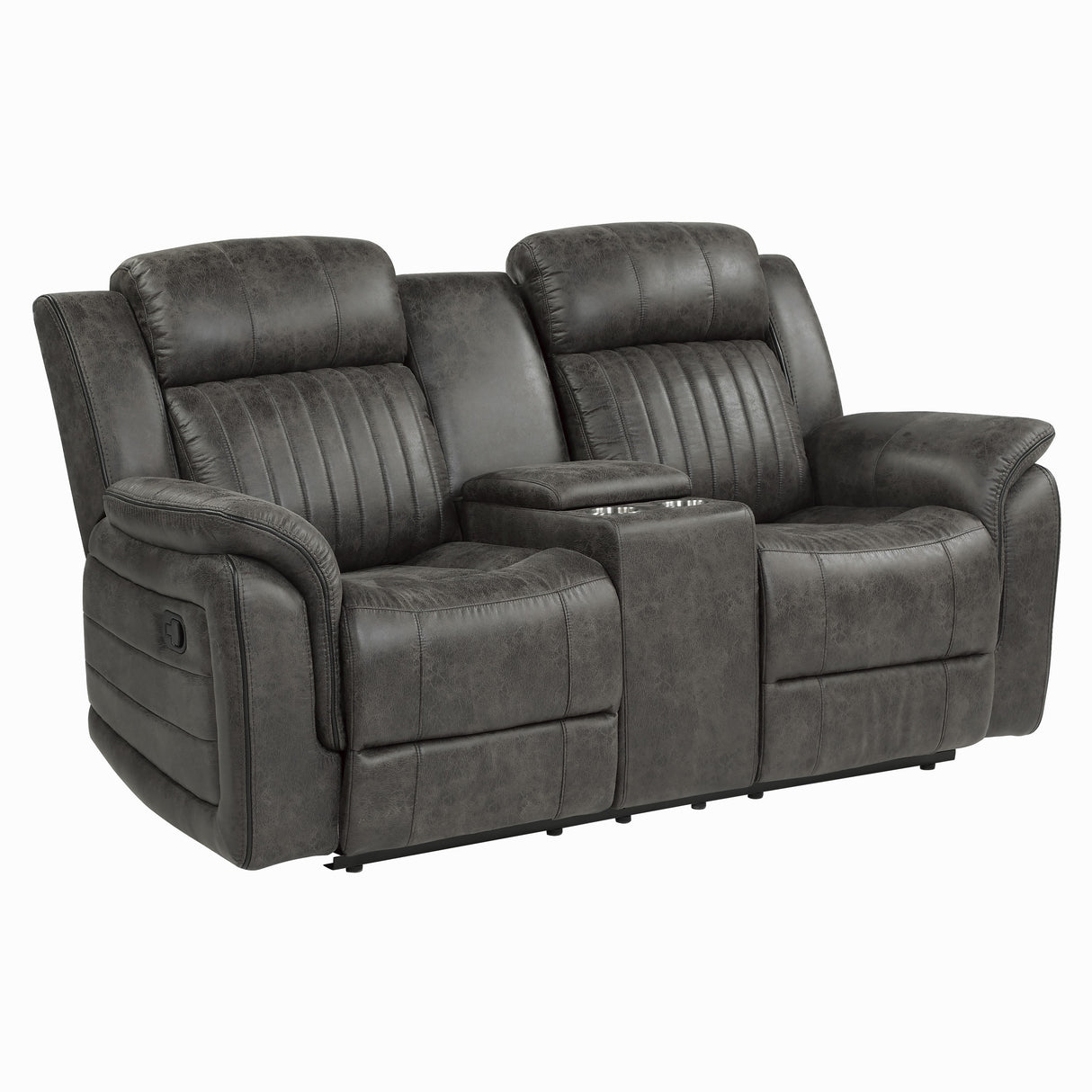 Centeroak Brownish Gray Double Reclining Loveseat with Center Console from Homelegance - Luna Furniture