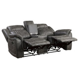 Centeroak Brownish Gray Double Reclining Loveseat with Center Console from Homelegance - Luna Furniture