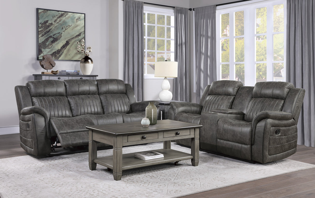Centeroak Brownish Gray Double Reclining Sofa from Homelegance - Luna Furniture