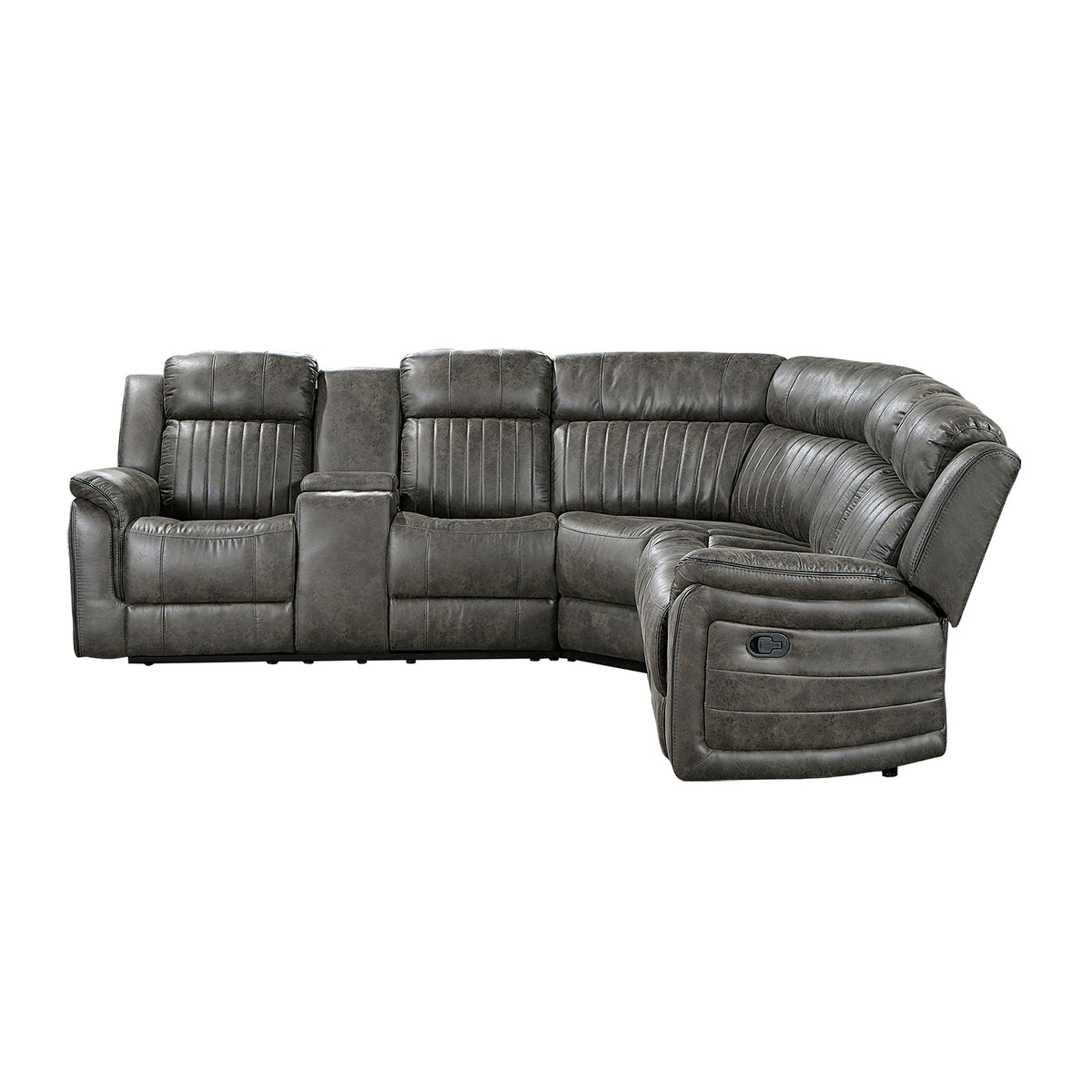 Centeroak Brownish Gray 3-Piece Reclining Sectional with Left Console from Homelegance - Luna Furniture