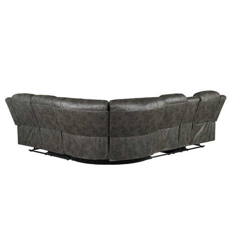 Centeroak Brownish Gray LAF Reclining Sectional from Homelegance - Luna Furniture