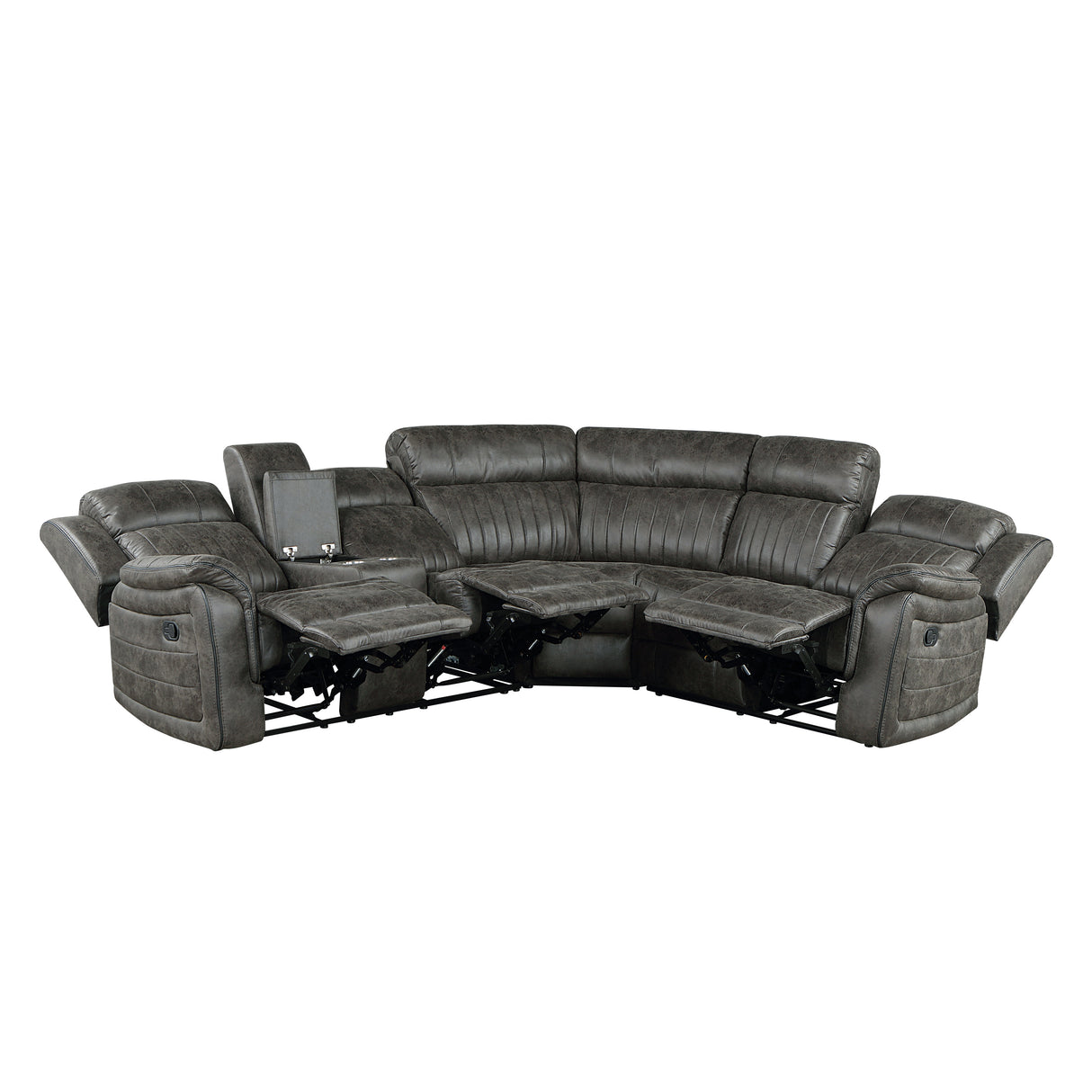 Centeroak Brownish Gray LAF Reclining Sectional from Homelegance - Luna Furniture