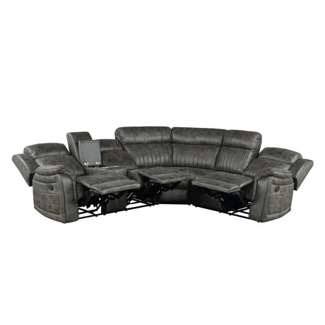 Centeroak Brownish Gray LAF Reclining Sectional from Homelegance - Luna Furniture