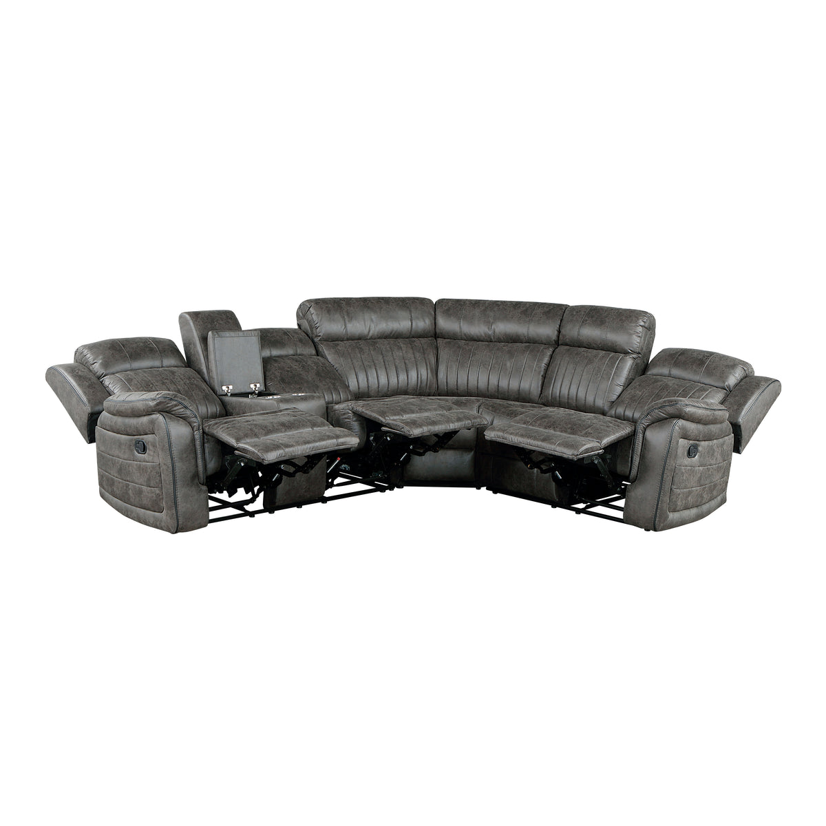 Centeroak Brownish Gray 3-Piece Reclining Sectional with Left Console from Homelegance - Luna Furniture