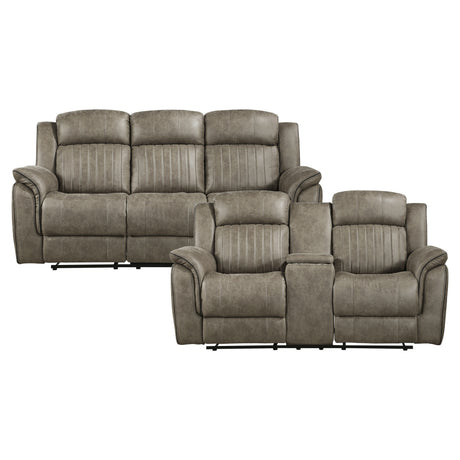 Centeroak Sandy Brown 2-Piece Double Reclining Set from Homelegance - Luna Furniture