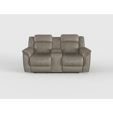 Centeroak Sandy Brown Double Reclining Loveseat with Center Console from Homelegance - Luna Furniture