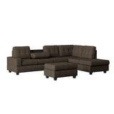 Maston Chocolate 2-Piece Reversible Sectional with Drop-Down Cup Holders and Storage Ottoman from Homelegance - Luna Furniture