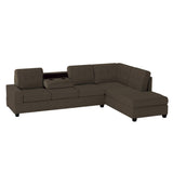 Maston Chocolate 2-Piece Reversible Sectional with Drop-Down Cup Holders and Storage Ottoman from Homelegance - Luna Furniture