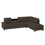 Maston Chocolate 2-Piece Reversible Sectional with Drop-Down Cup Holders from Homelegance - Luna Furniture