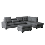 Maston Dark Gray 2-Piece Reversible Sectional with Drop-Down Cup Holders and Storage Ottoman from Homelegance - Luna Furniture