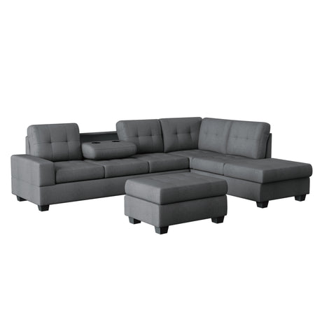 Maston Dark Gray 2-Piece Reversible Sectional with Drop-Down Cup Holders and Storage Ottoman from Homelegance - Luna Furniture