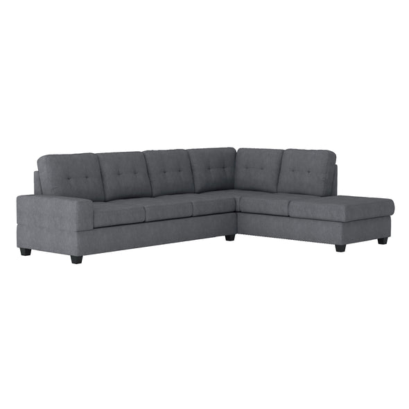 9507DGY*3OT (2)2-Piece Reversible Sectional with Drop-Down Cup Holders and Storage Ottoman - Luna Furniture