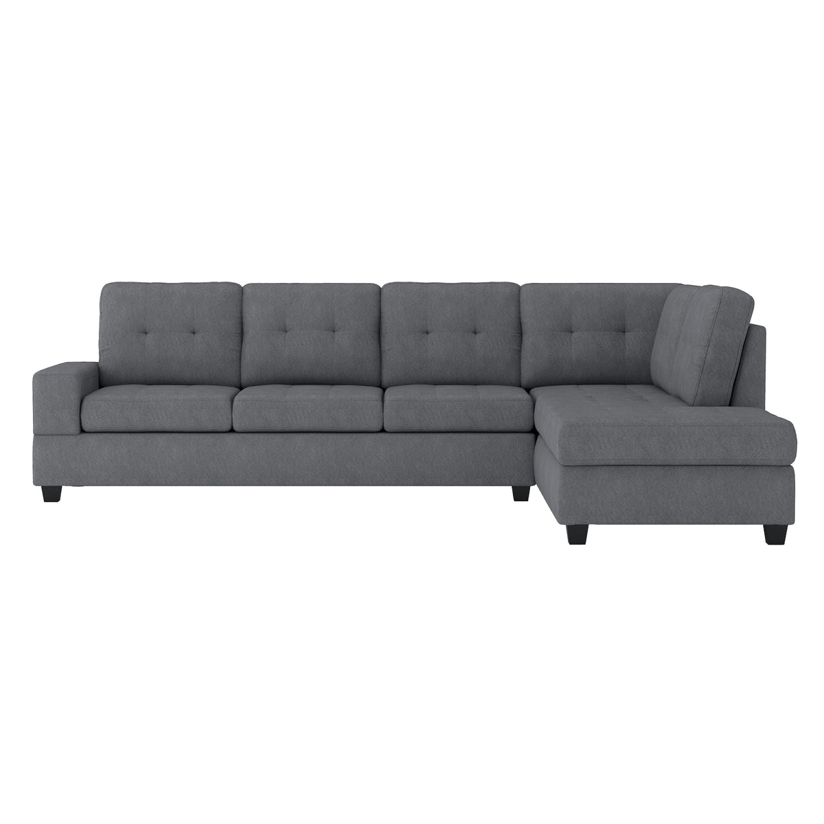 Maston Dark Gray 2-Piece Reversible Sectional with Drop-Down Cup Holders and Storage Ottoman from Homelegance - Luna Furniture
