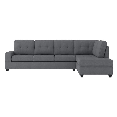 Maston Dark Gray 2-Piece Reversible Sectional with Drop-Down Cup Holders and Storage Ottoman from Homelegance - Luna Furniture
