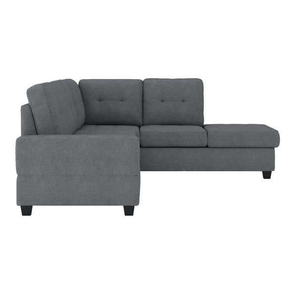 9507DGY*3OT (2)2-Piece Reversible Sectional with Drop-Down Cup Holders and Storage Ottoman - Luna Furniture