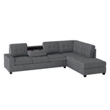 Maston Dark Gray 2-Piece Reversible Sectional with Drop-Down Cup Holders and Storage Ottoman from Homelegance - Luna Furniture