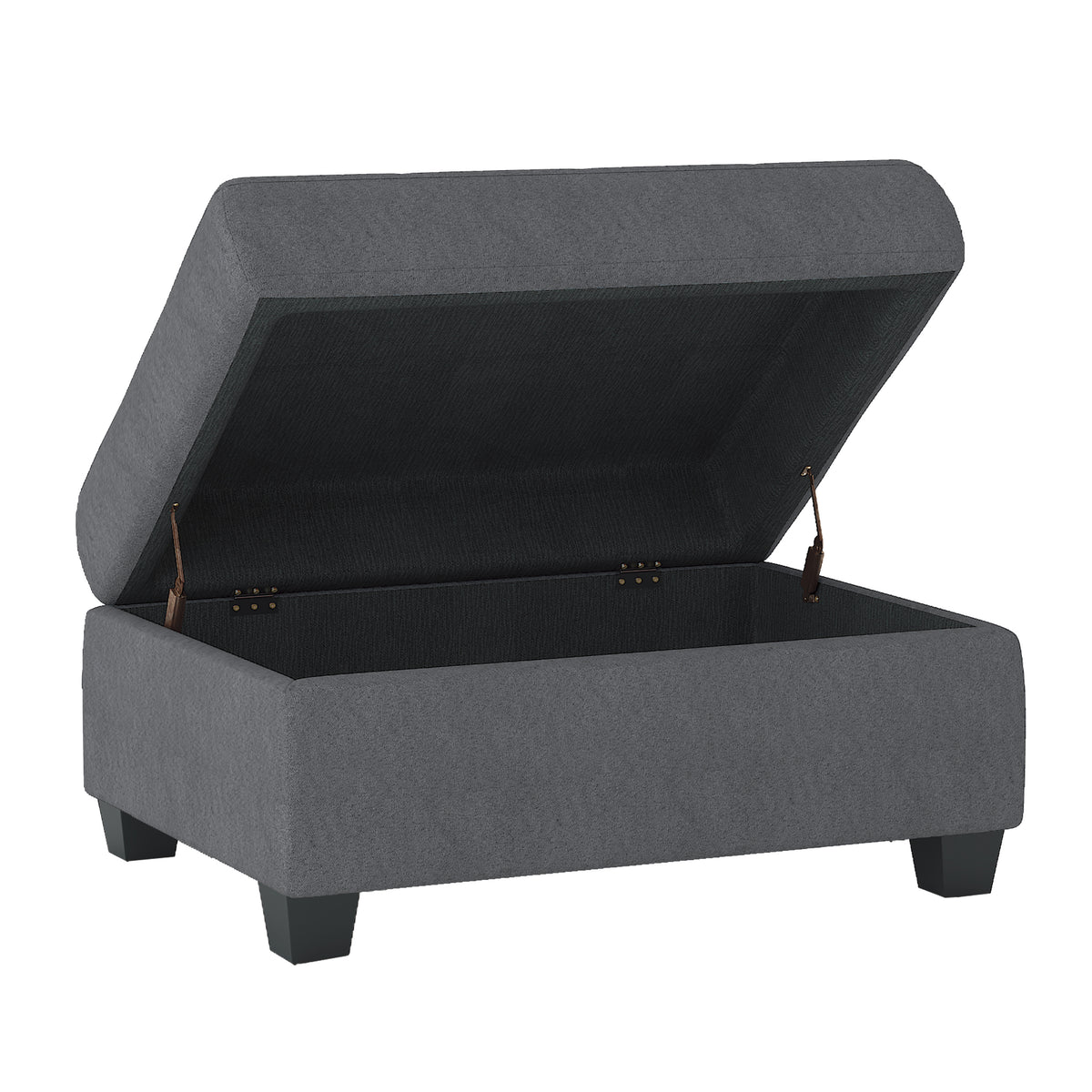 Maston Dark Gray 2-Piece Reversible Sectional with Drop-Down Cup Holders and Storage Ottoman from Homelegance - Luna Furniture