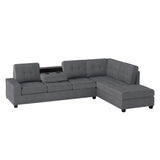 Maston Dark Gray 2-Piece Reversible Sectional with Drop-Down Cup Holders from Homelegance - Luna Furniture