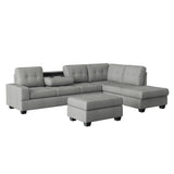 Maston Gray 2-Piece Reversible Sectional with Drop-Down Cup Holders and Storage Ottoman from Homelegance - Luna Furniture